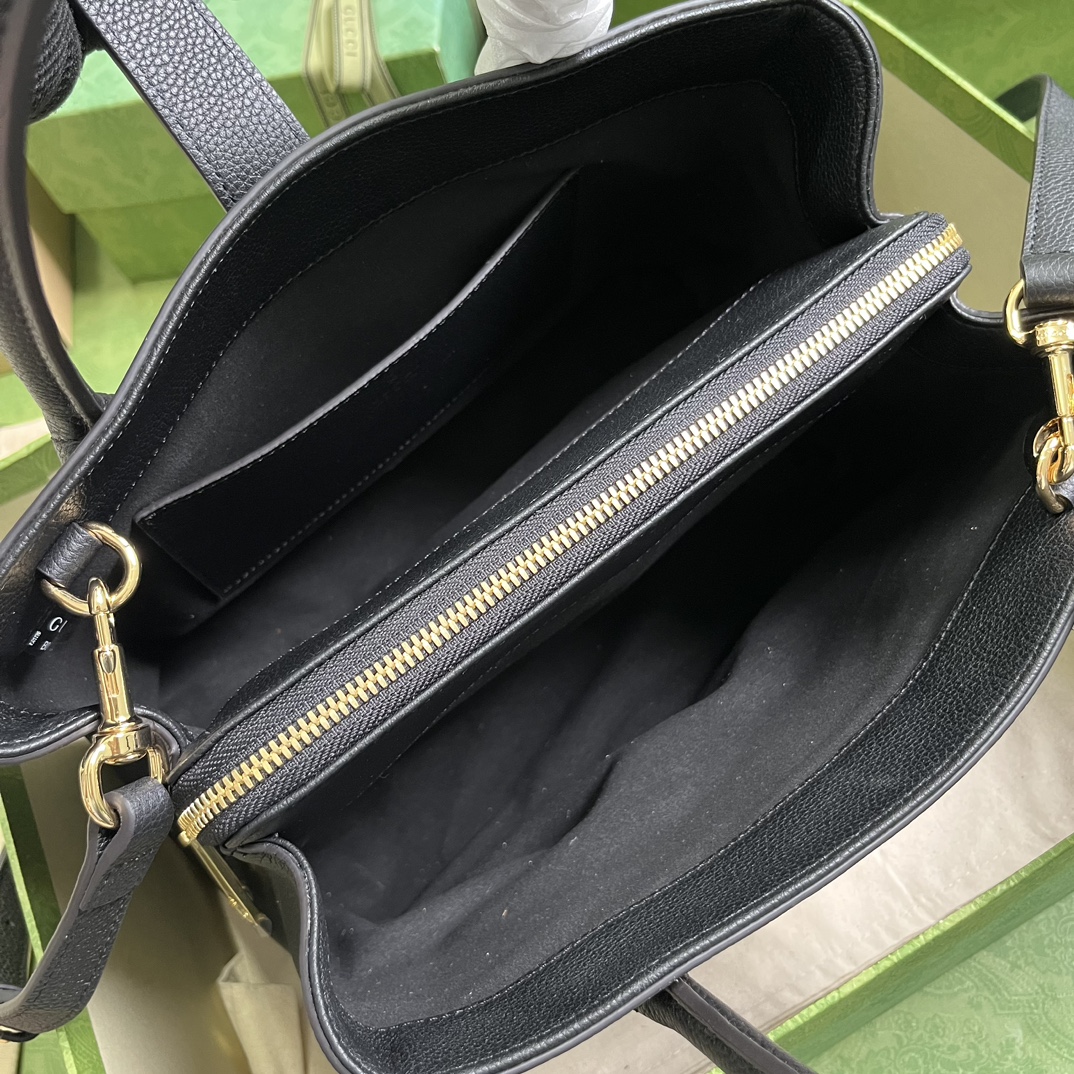 Bagsaaa Gvc*1 Jackie 1961 small natural grain black tote - 30x 23x 12cm