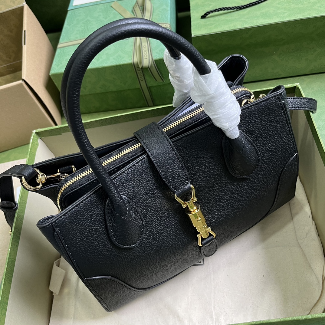 Bagsaaa Gvc*1 Jackie 1961 small natural grain black tote - 30x 23x 12cm