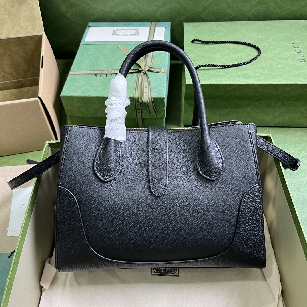 Bagsaaa Gvc*1 Jackie 1961 small natural grain black tote - 30x 23x 12cm