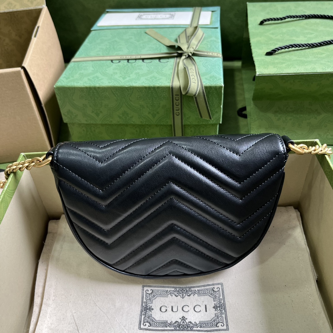 Bagsaaa Gvc*1 GG Marmont matelassé chain mini black bag - 20x14.5x4cm