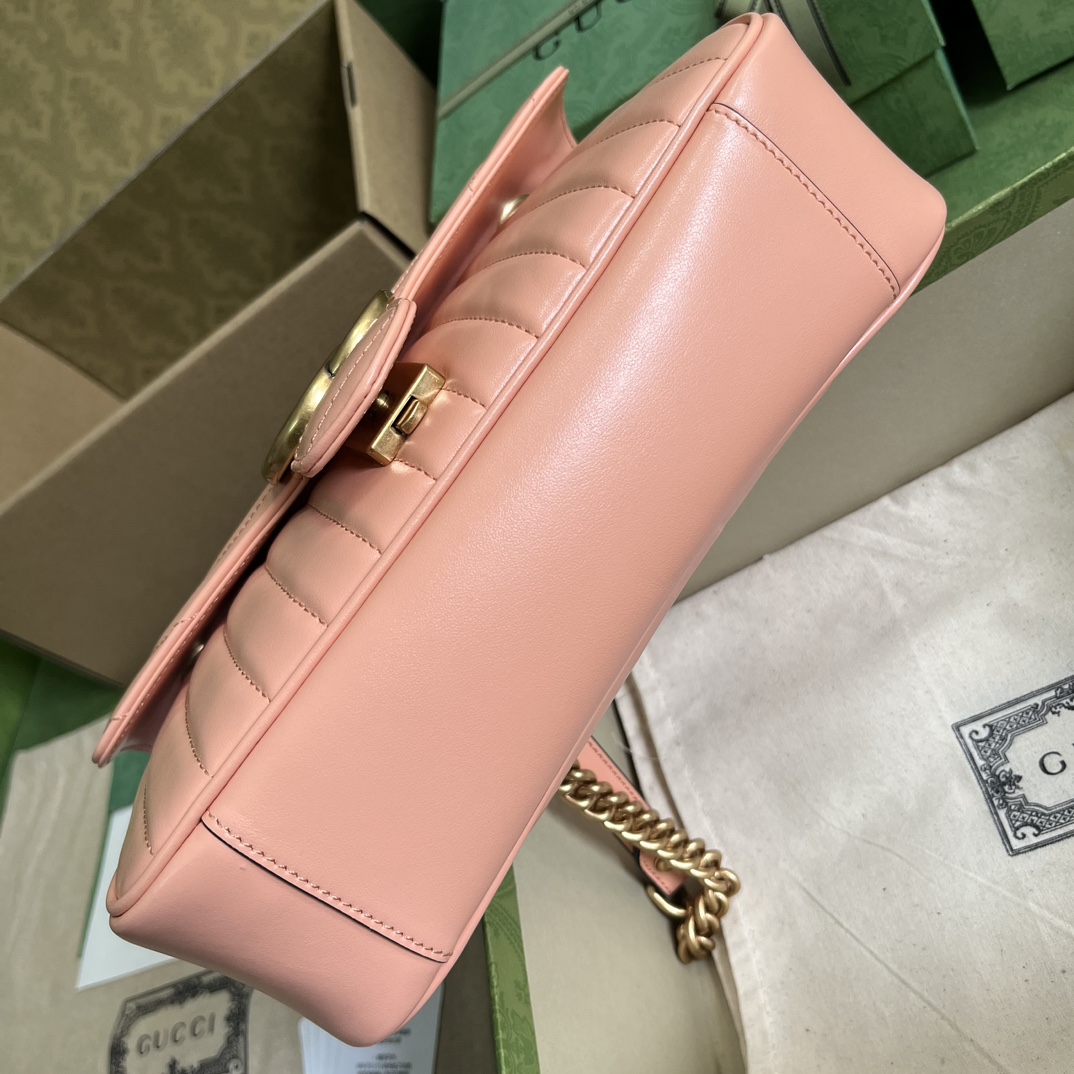 Bagsaaa Gvc*1 GG Marmont small shoulder bag peach leather - 26x 15x 7cm