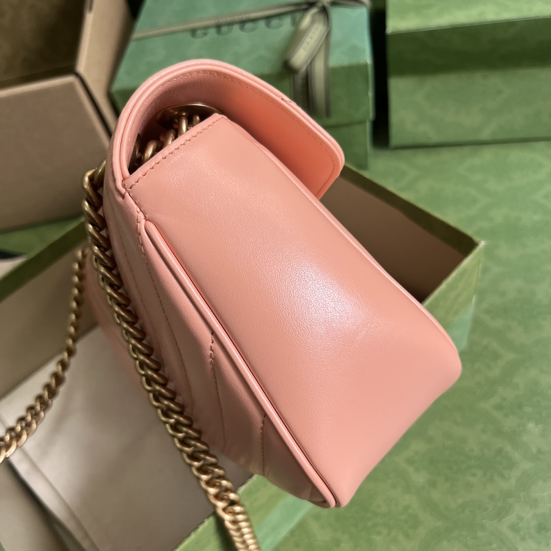 Bagsaaa Gvc*1 GG Marmont small shoulder bag peach leather - 26x 15x 7cm