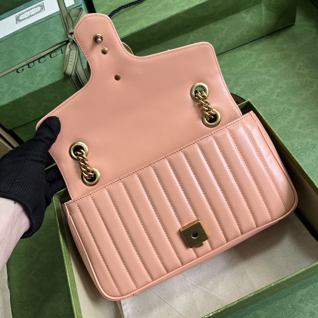 Bagsaaa Gvc*1 GG Marmont small shoulder bag peach leather - 26x 15x 7cm