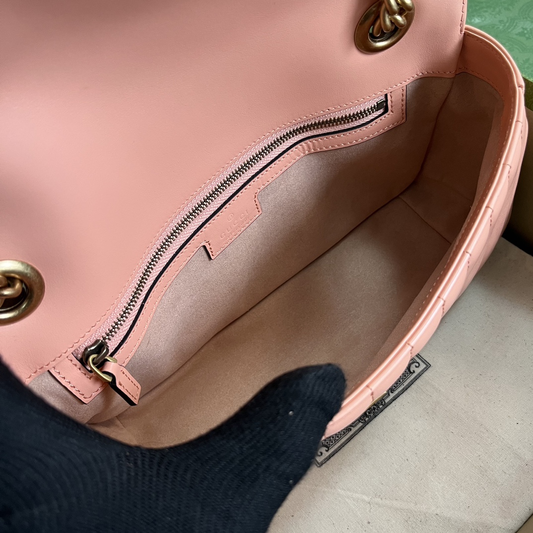 Bagsaaa Gvc*1 GG Marmont small shoulder bag peach leather - 26x 15x 7cm