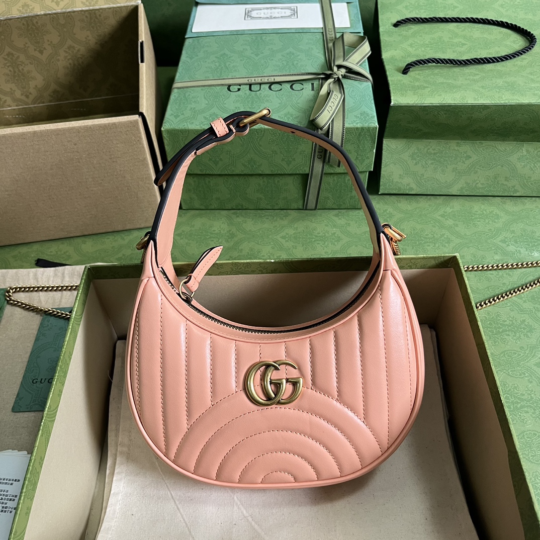 Bagsaaa Gvc*1 GG Marmont matelassé peach leather mini bag - 21.5x 11x 5cm