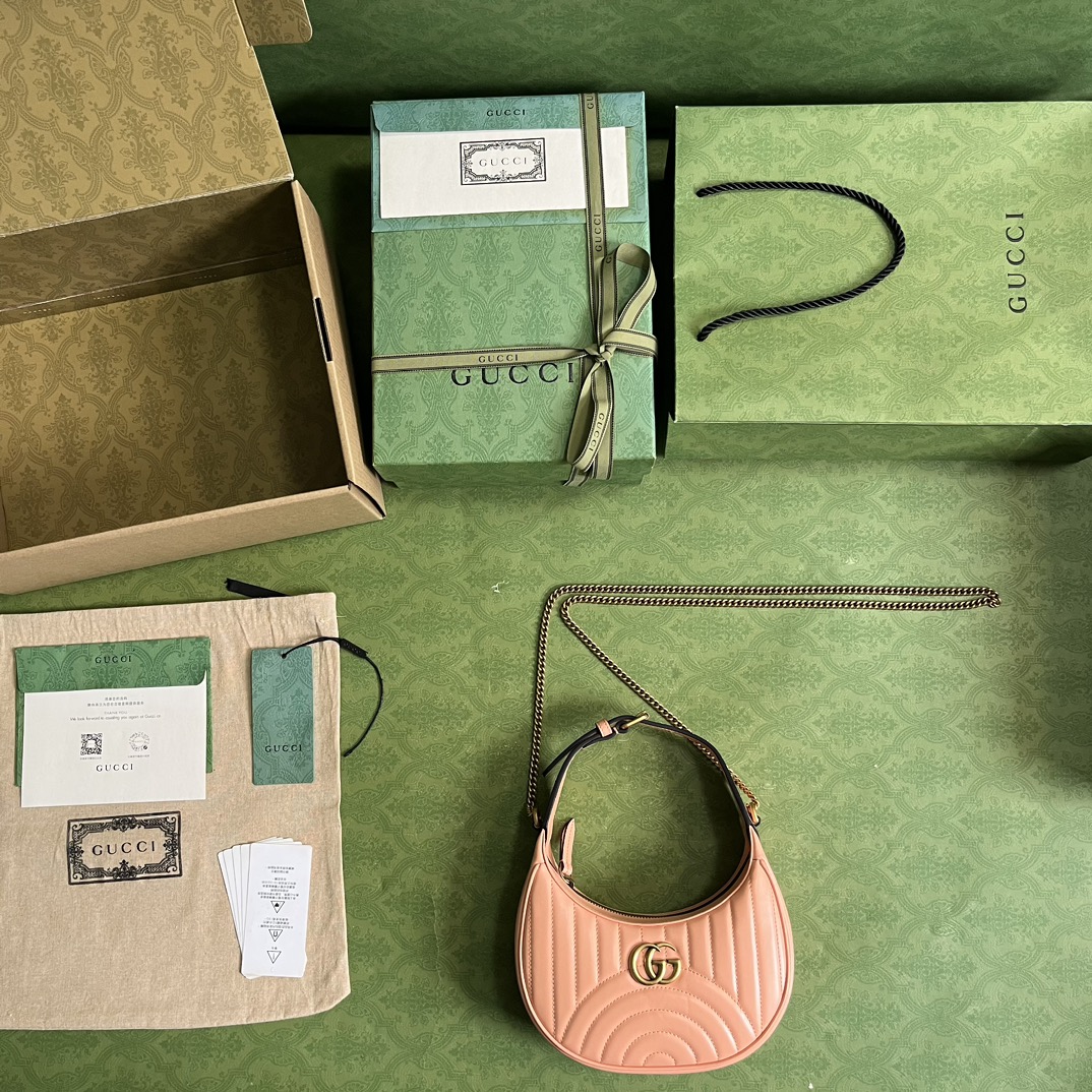 Bagsaaa Gvc*1 GG Marmont matelassé peach leather mini bag - 21.5x 11x 5cm