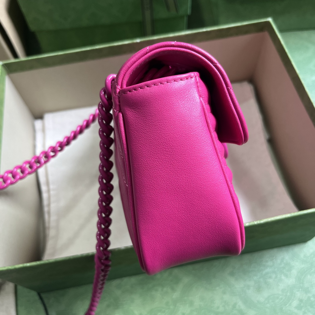 Bagsaaa Gvc*1 GG Marmont matelassé shoulder hot pink bag - 22X 13 x 6 cm