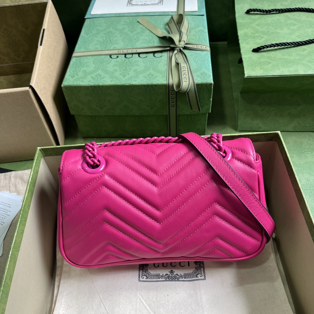 Bagsaaa Gvc*1 GG Marmont matelassé shoulder hot pink bag - 22X 13 x 6 cm