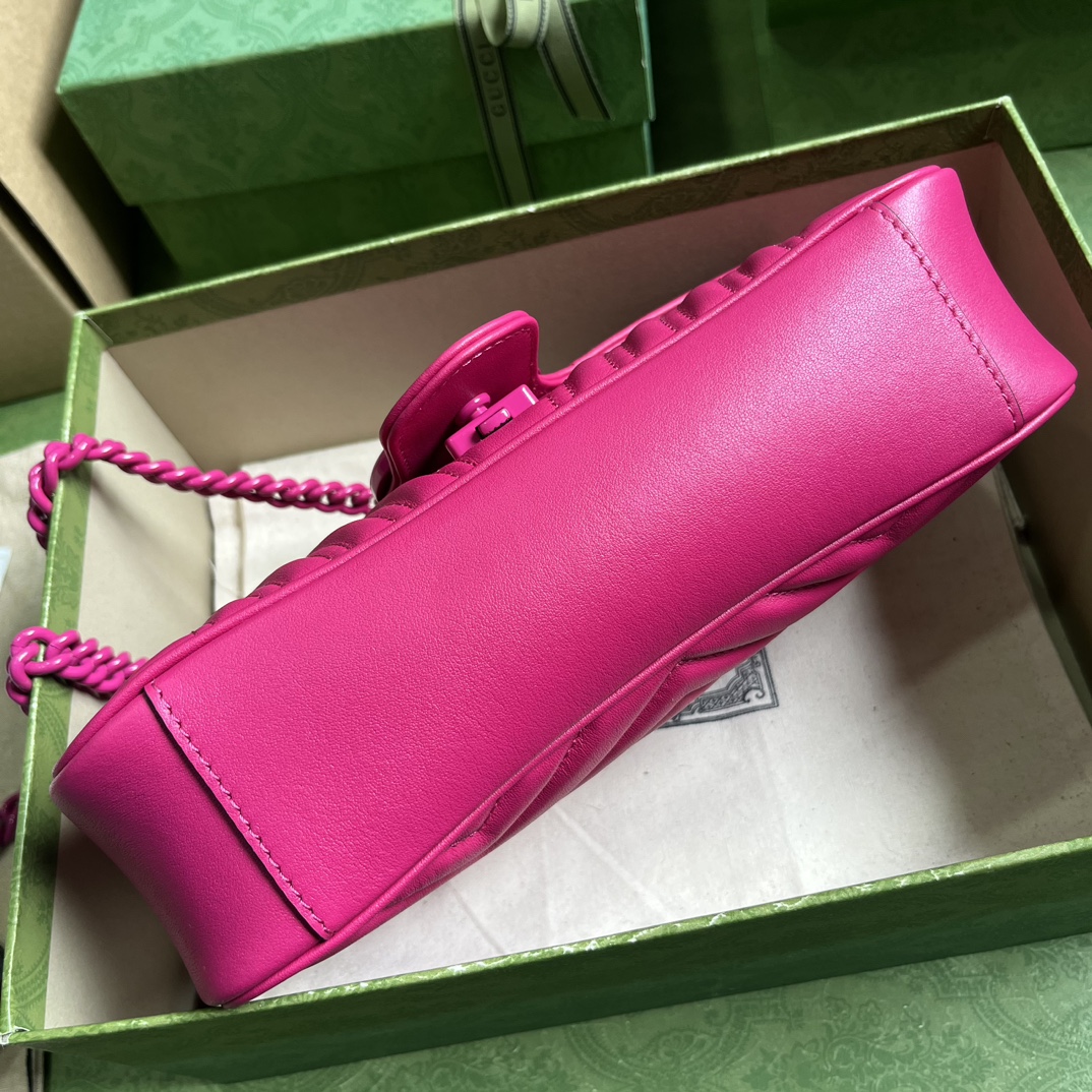 Bagsaaa Gvc*1 GG Marmont matelassé shoulder hot pink bag - 26x 15x 7cm