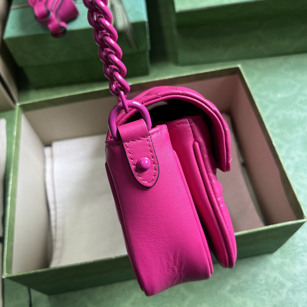 Bagsaaa Gvc*1 GG Marmont matelassé shoulder hot pink bag (wiht 2 straps) - 26.5x 13x 7