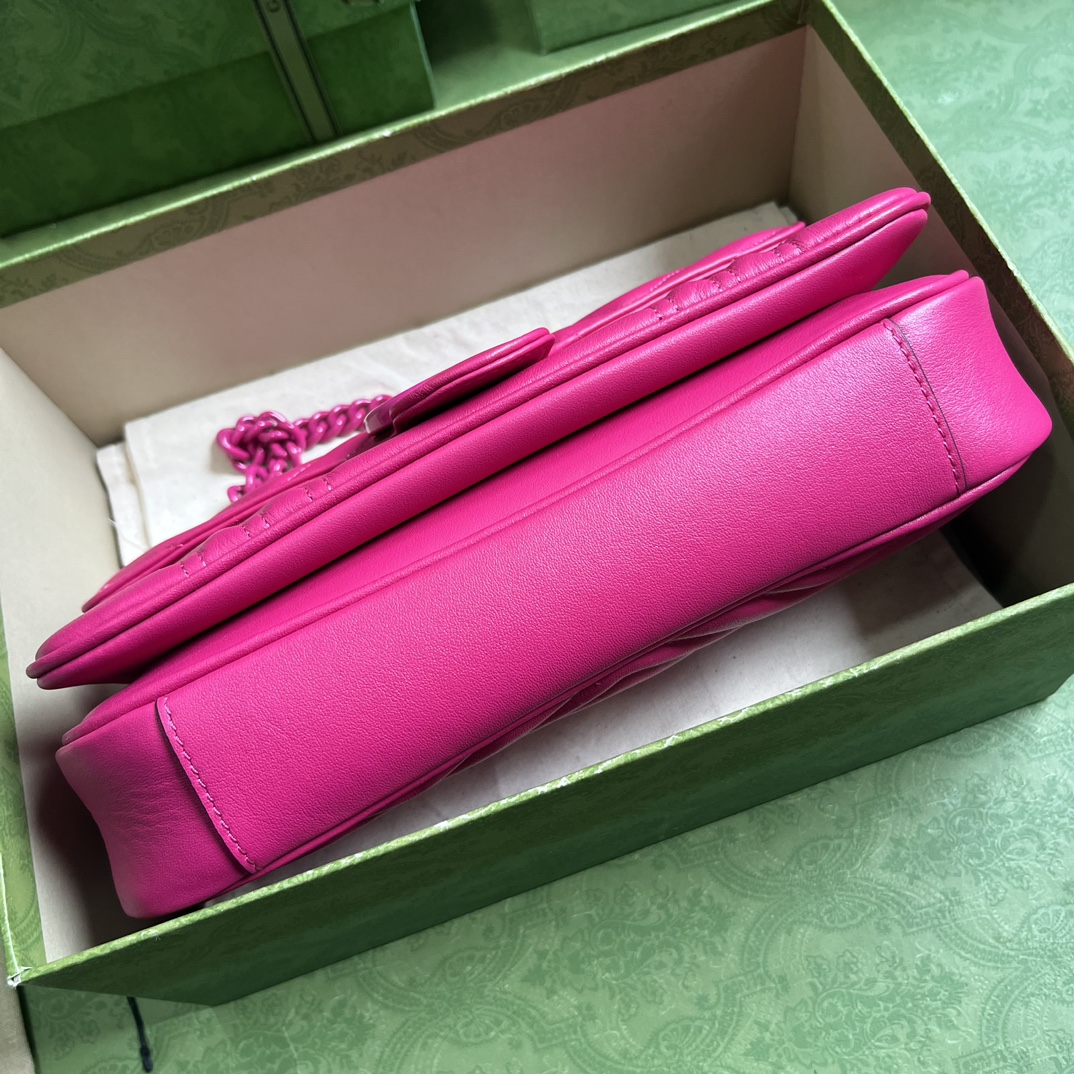 Bagsaaa Gvc*1 GG Marmont matelassé shoulder hot pink bag (wiht 2 straps) - 26.5x 13x 7