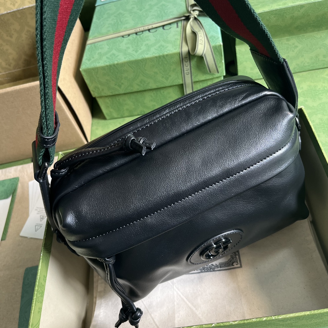 Bagsaaa Gvc*1 Shoulder black bag with tonal Double G - 23.5x 15.5x 8cm
