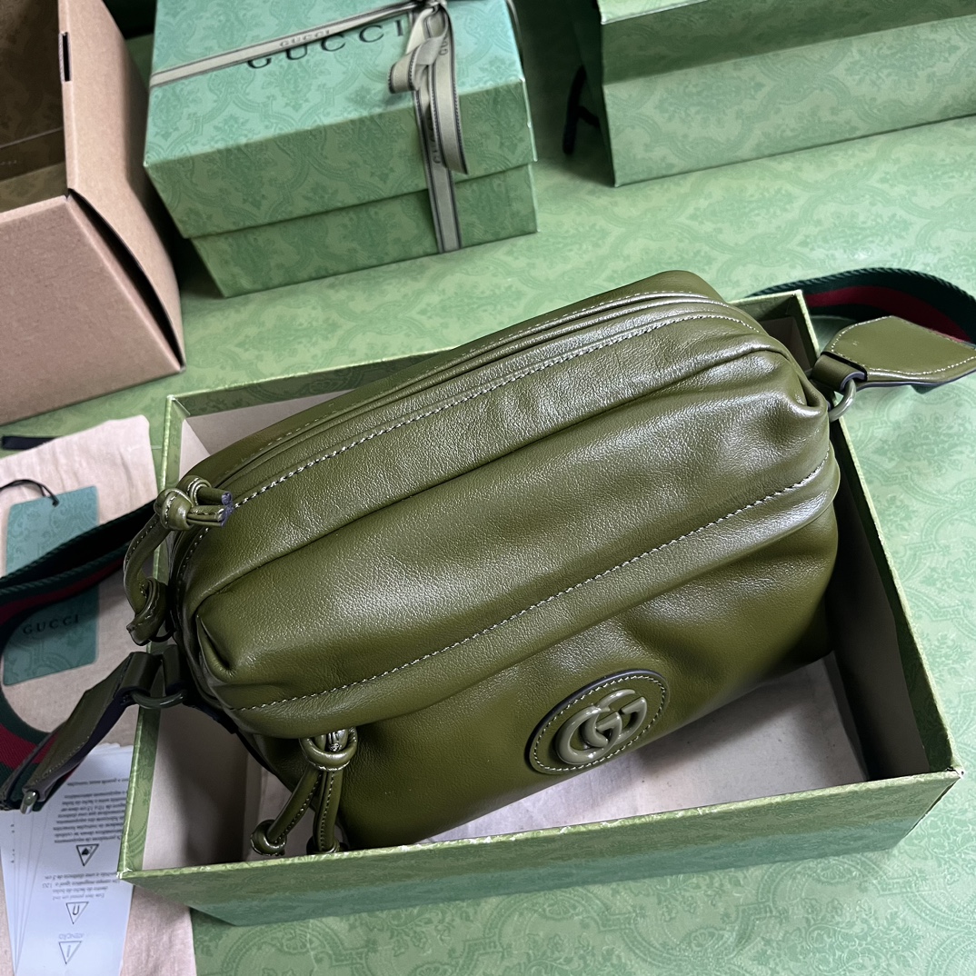 Bagsaaa Gvc*1 Shoulder green bag with tonal Double G - 23.5x 15.5x 8cm