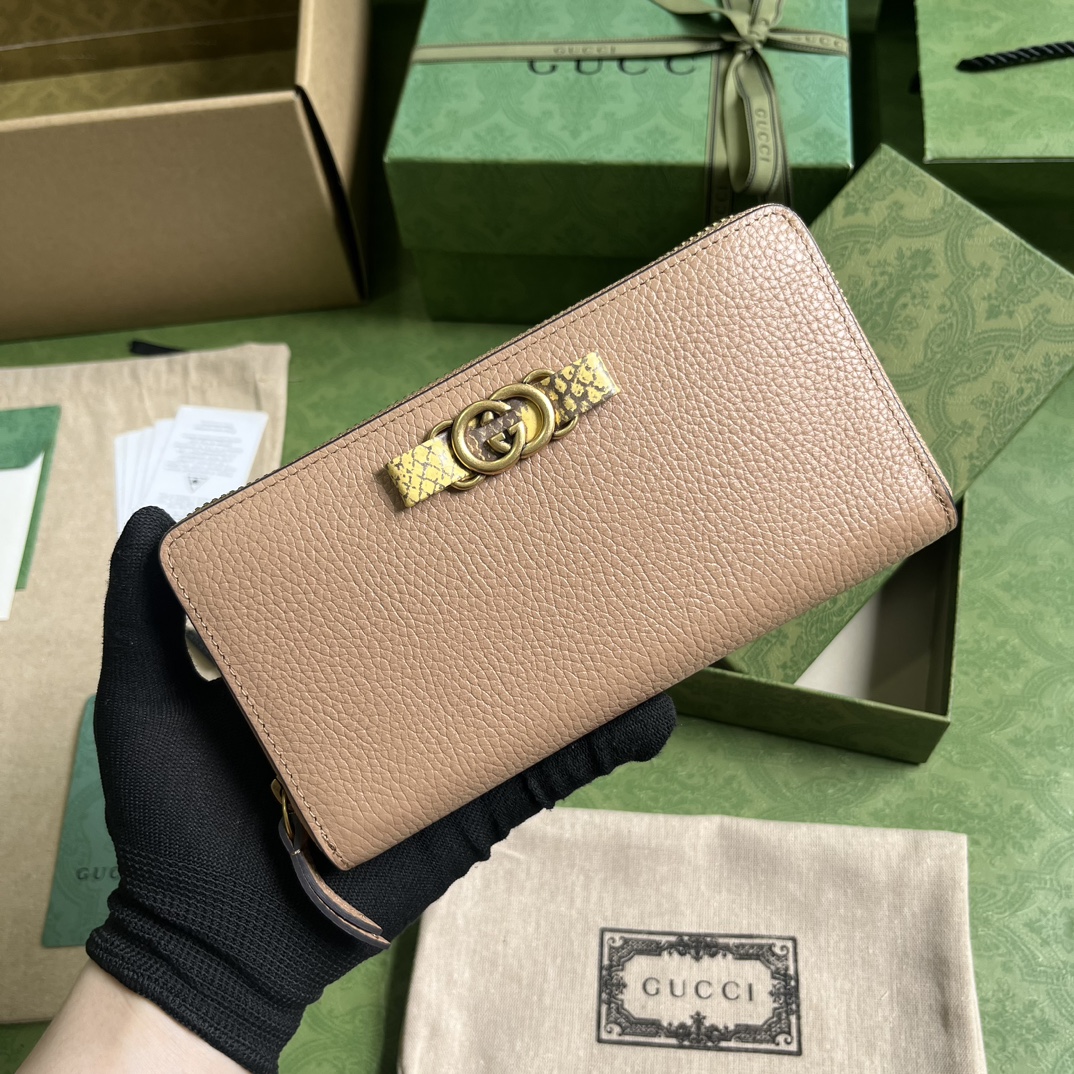 Bagsaaa ZIP WALLET WITH INTERLOCKING G PYTHON BOW - W19.5cm x H11cm x D3cm