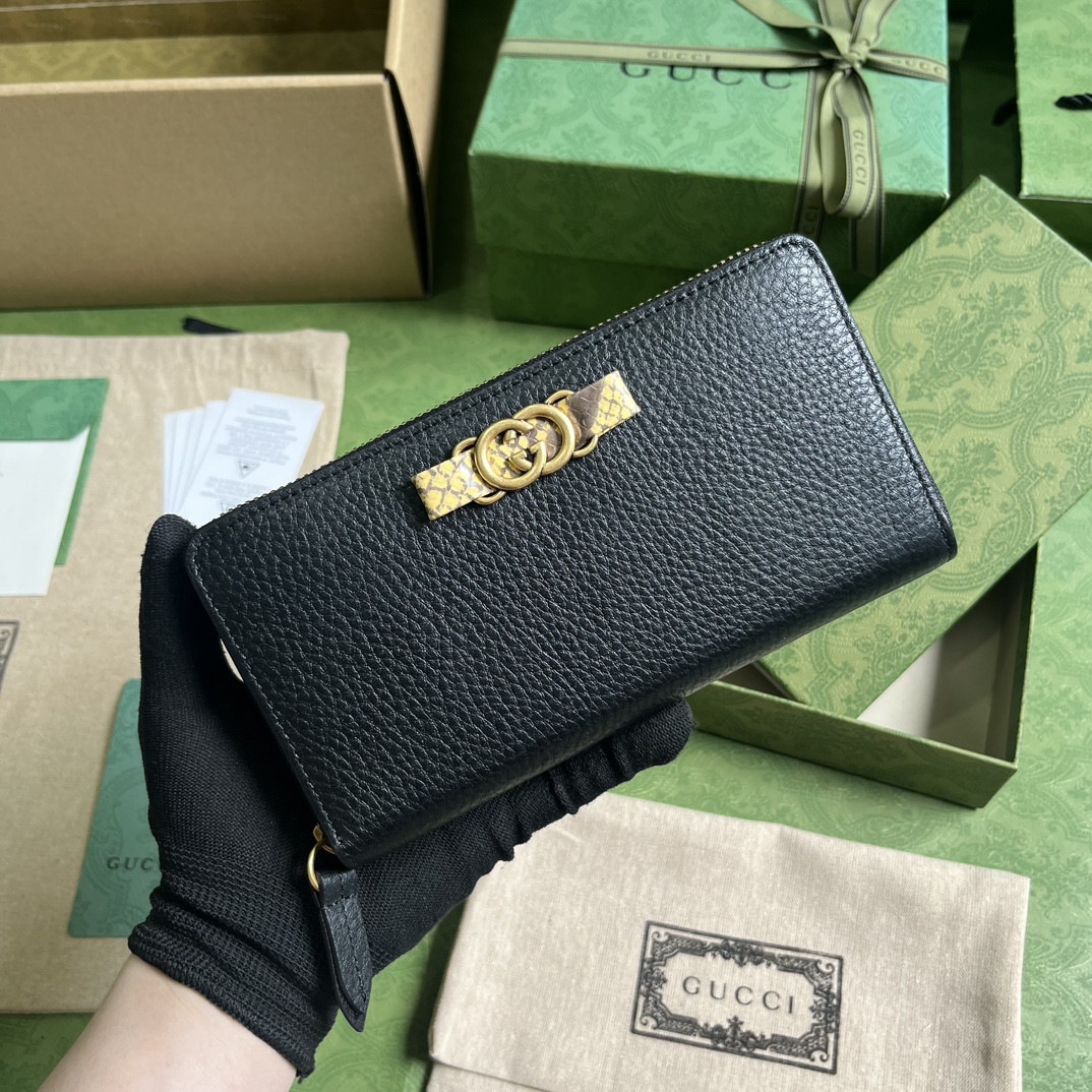 Bagsaaa ZIP WALLET WITH INTERLOCKING G PYTHON BOW - W19.5cm x H11cm x D3cm