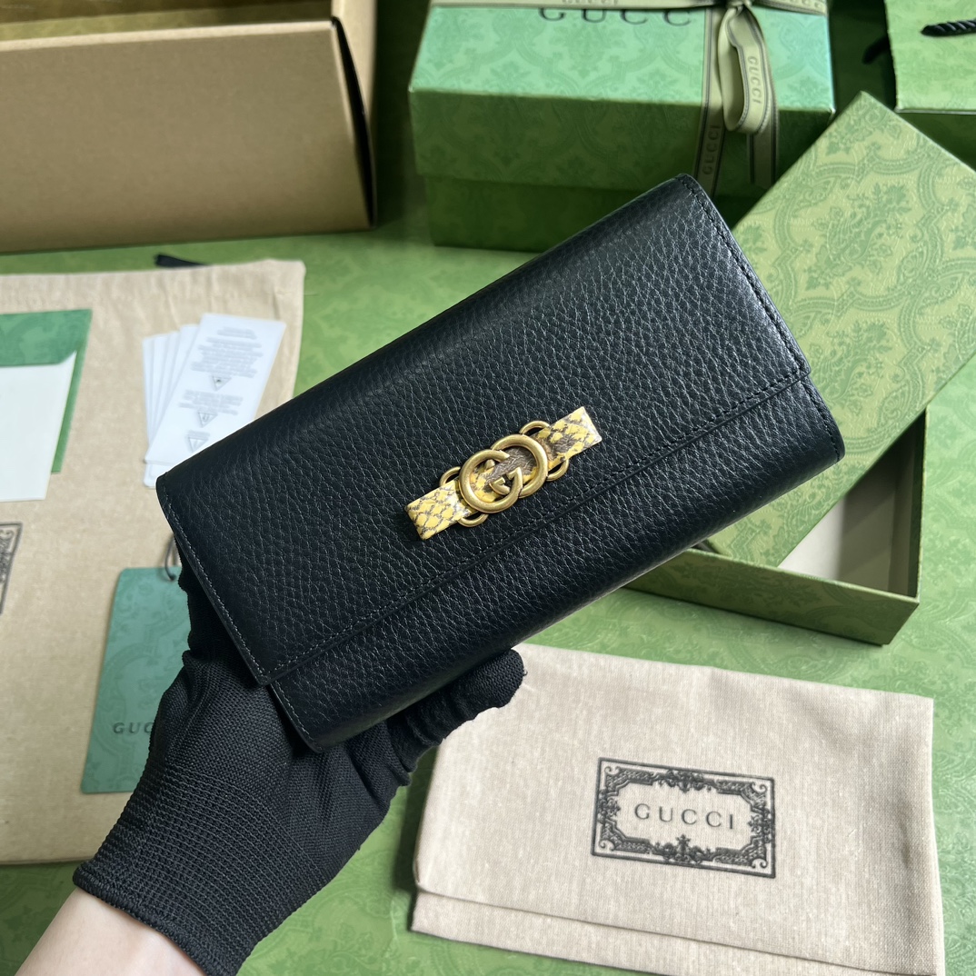 Bagsaaa Wallet with Interlocking G python bow - W19cm x H10cm x D3.5cm