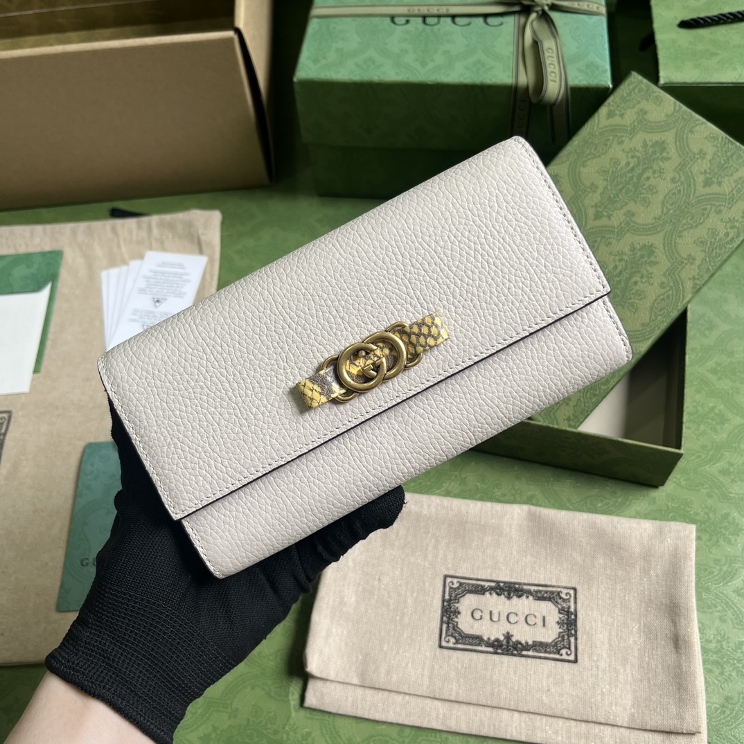 Bagsaaa Wallet with Interlocking G python bow - W19cm x H10cm x D3.5cm