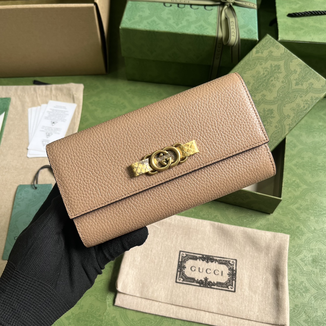 Bagsaaa Wallet with Interlocking G python bow - W19cm x H10cm x D3.5cm