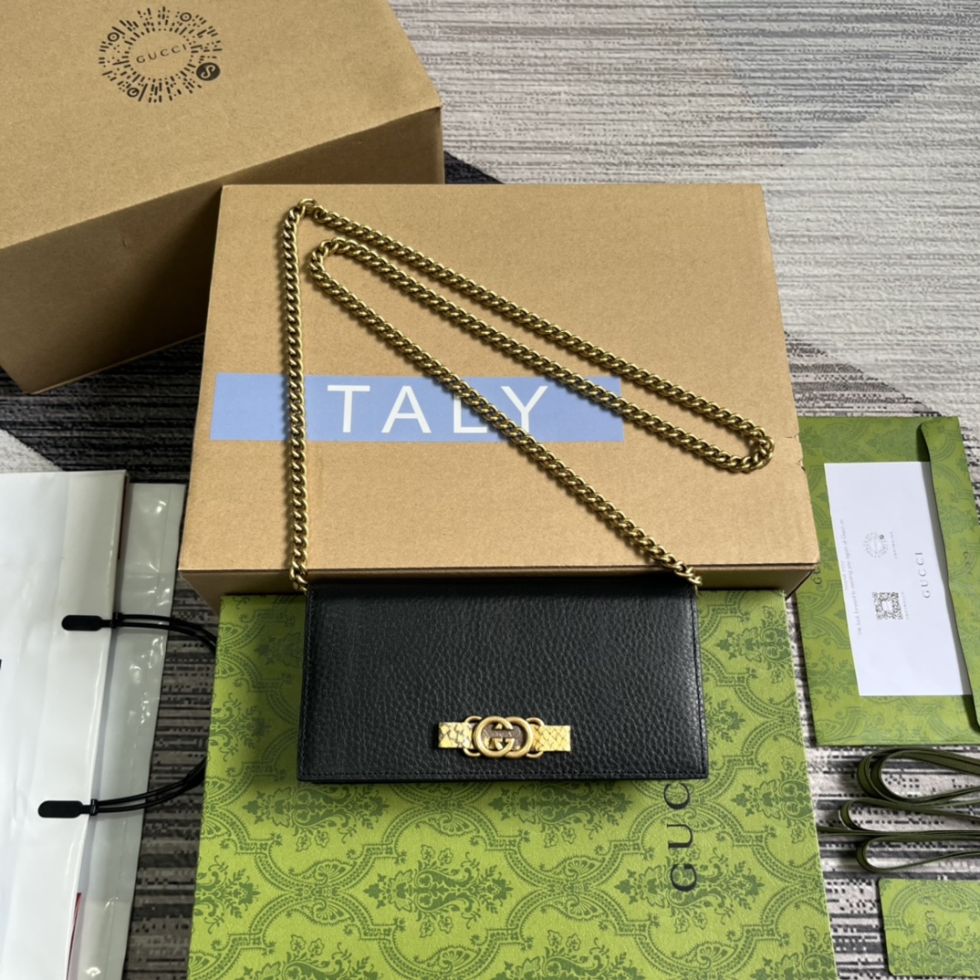 Bagsaaa Chain wallet with Interlocking G python bow - W19cm x H10cm x D4cm
