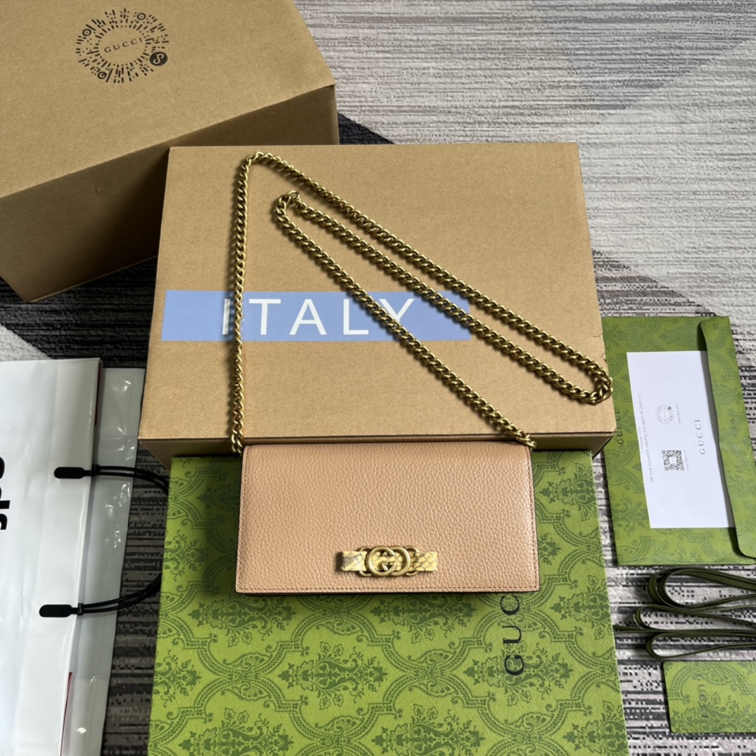 Bagsaaa Chain wallet with Interlocking G python bow - W19cm x H10cm x D4cm