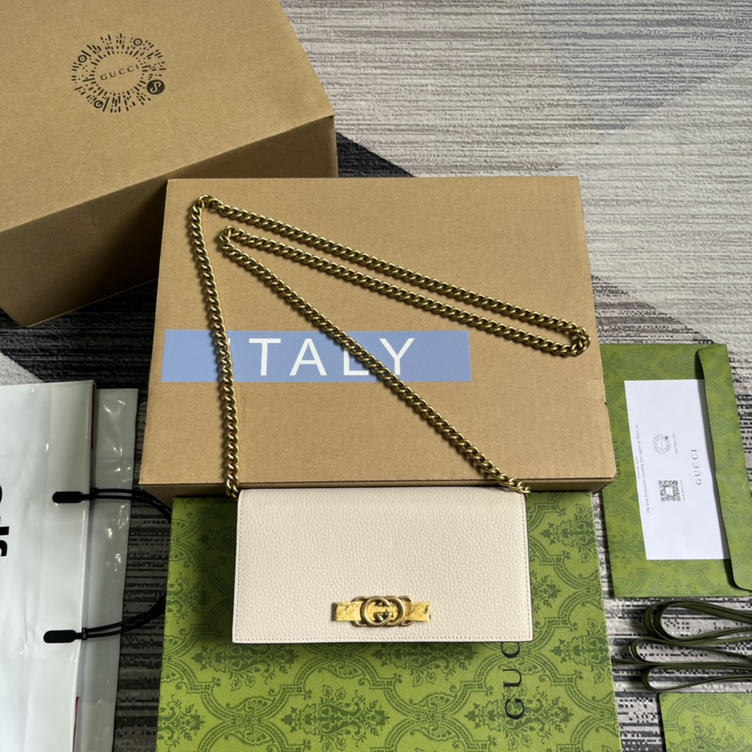 Bagsaaa Chain wallet with Interlocking G python bow - W19cm x H10cm x D4cm