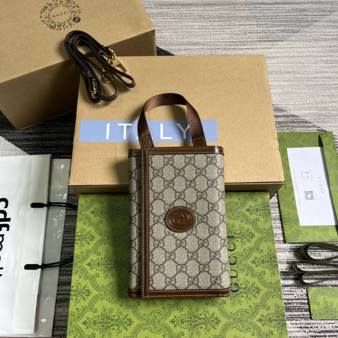 Bagsaaa GG top handle beige wallet - 20x 14x 4cm