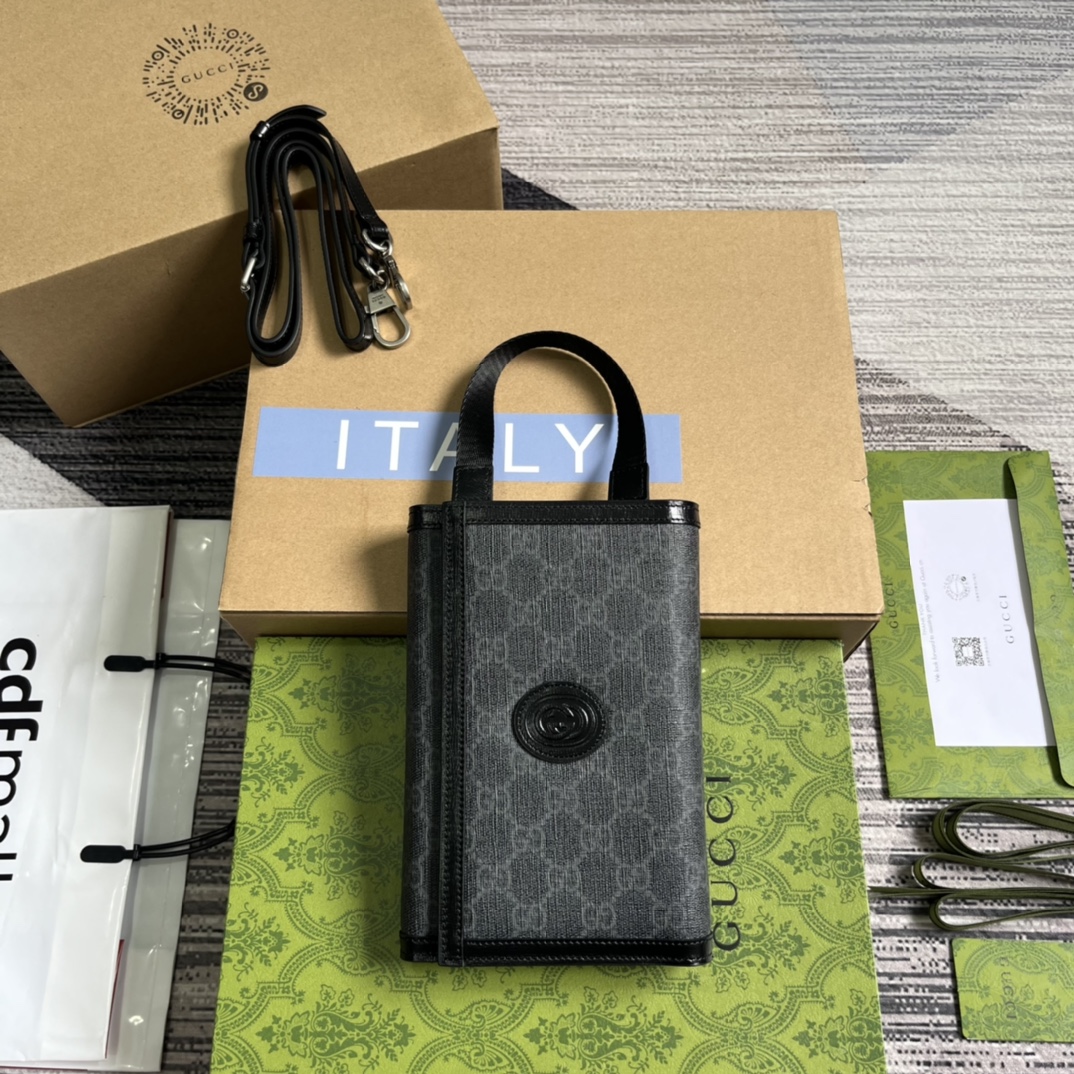Bagsaaa GG top handle black wallet - 20x 14x 4cm