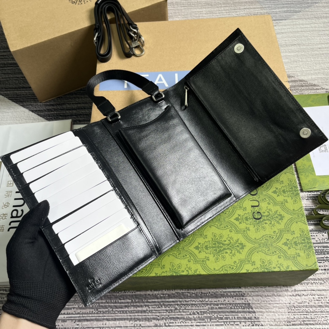Bagsaaa GG top handle black wallet - 20x 14x 4cm