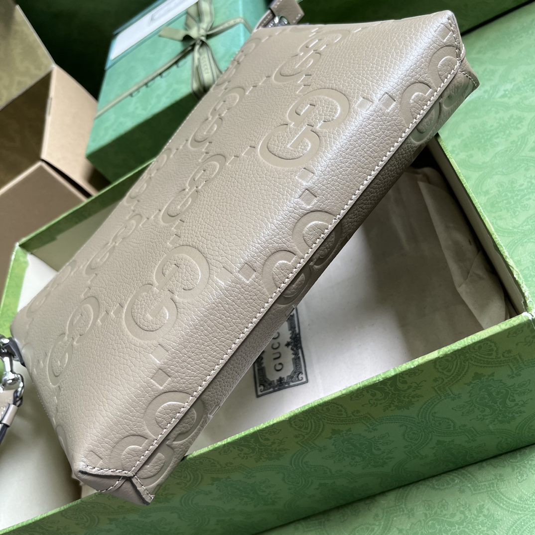 Bagsaaa Gvc*1 GG embossed messenger bag in grey leather - 31x 24.5x 5cm