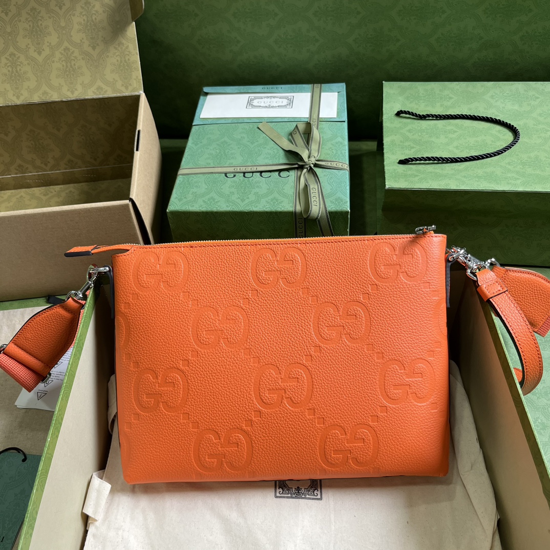 Bagsaaa Gvc*1 GG embossed messenger bag in orange leather - 31x 24.5x 5cm
