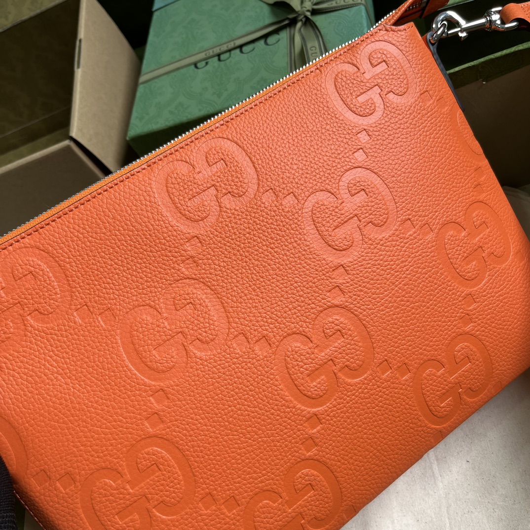 Bagsaaa Gvc*1 GG embossed messenger bag in orange leather - 31x 24.5x 5cm