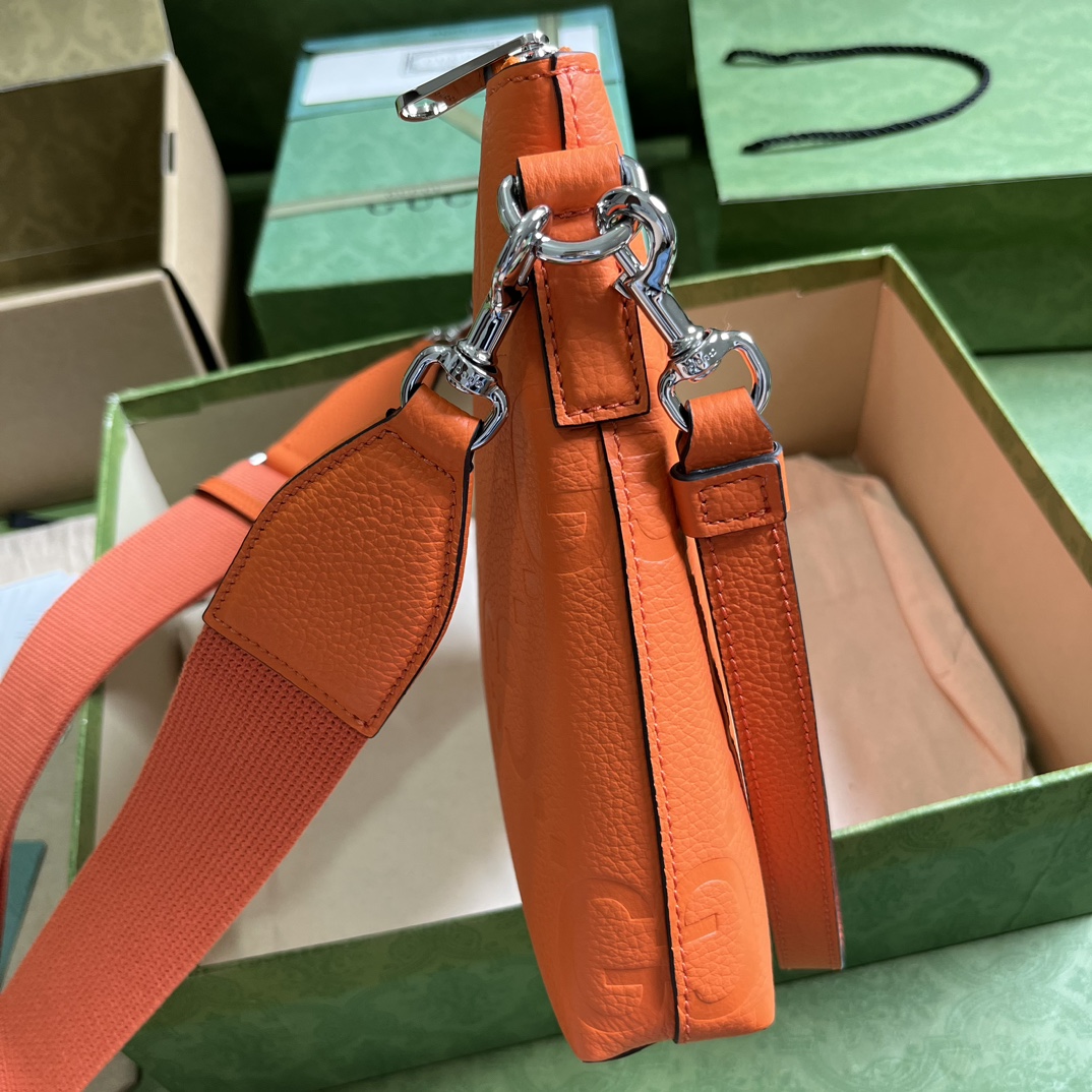 Bagsaaa Gvc*1 GG embossed messenger bag in orange leather - 31x 24.5x 5cm