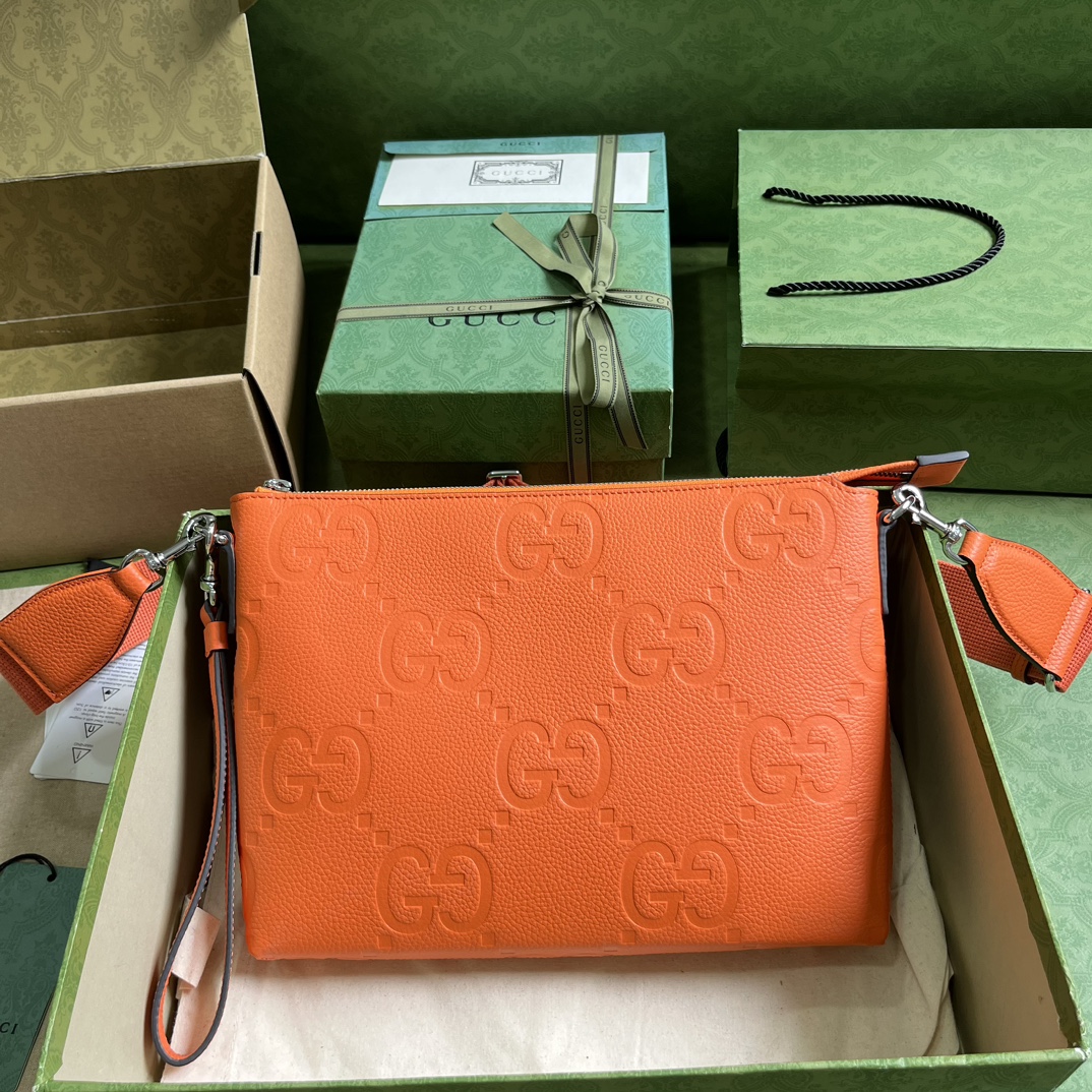 Bagsaaa Gvc*1 GG embossed messenger bag in orange leather - 31x 24.5x 5cm