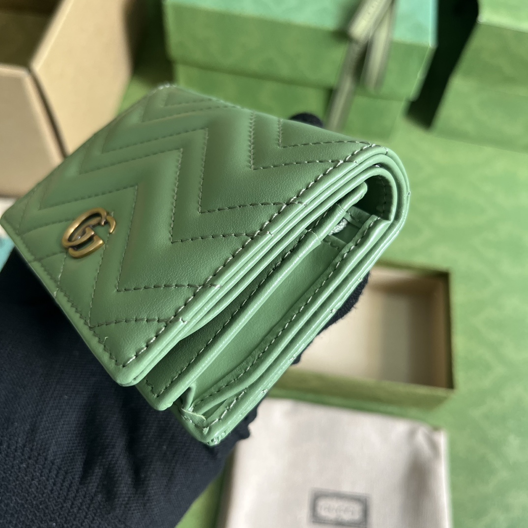 Bagsaaa Gvc*1 GG Marmont matelassé card case wallet sage green - 11 x 8.5 x 3cm
