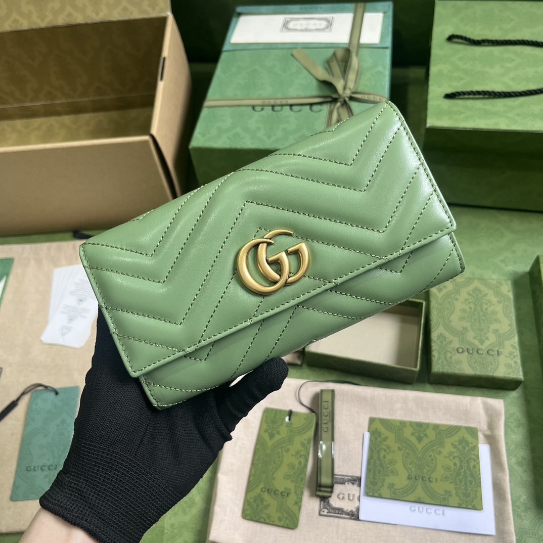 Bagsaaa Gvc*1 GG Marmont continental wallet sage green - 19 x 10.5 x 3cm