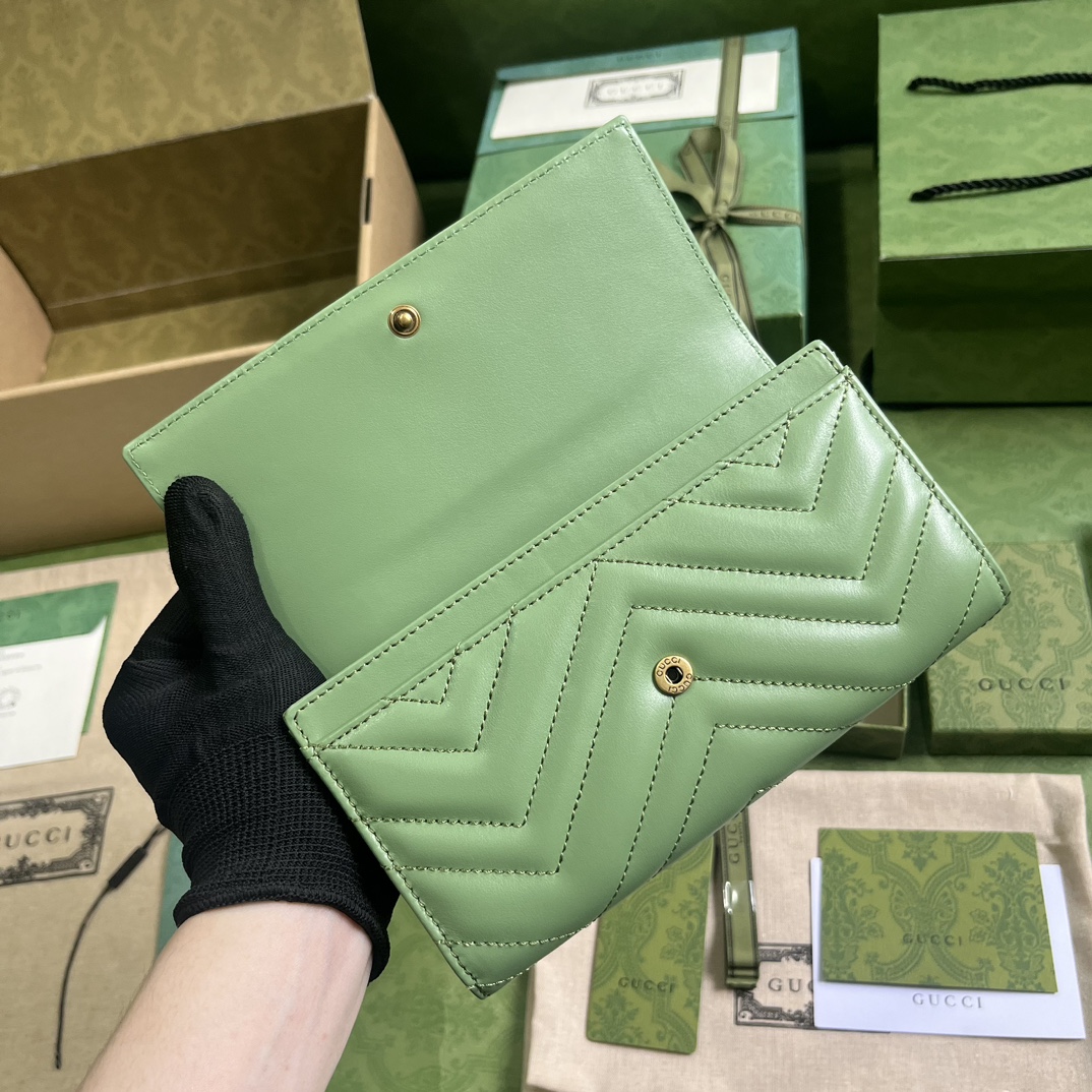 Bagsaaa Gvc*1 GG Marmont continental wallet sage green - 19 x 10.5 x 3cm