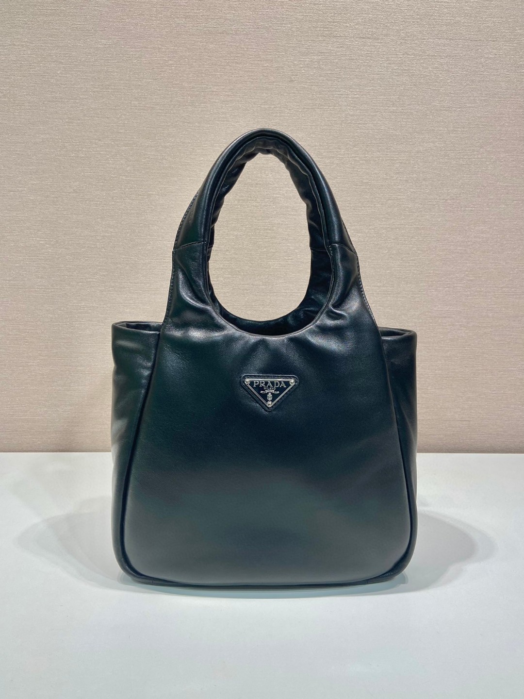 Bagsaaa Pra*a padded Pra*a Soft nappa-leather black bag - 30*26*17cm