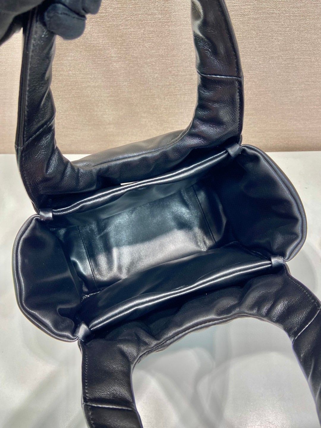 Bagsaaa Pra*a padded Pra*a Soft nappa-leather black bag - 30*26*17cm