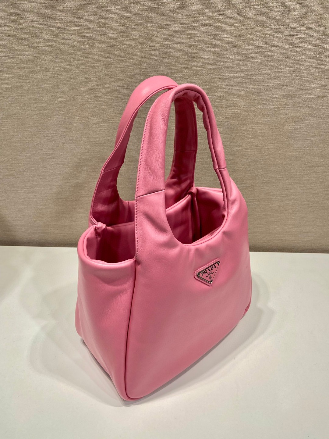 Bagsaaa Pra*a padded Pra*a Soft nappa-leather pink bag - 30*26*17cm