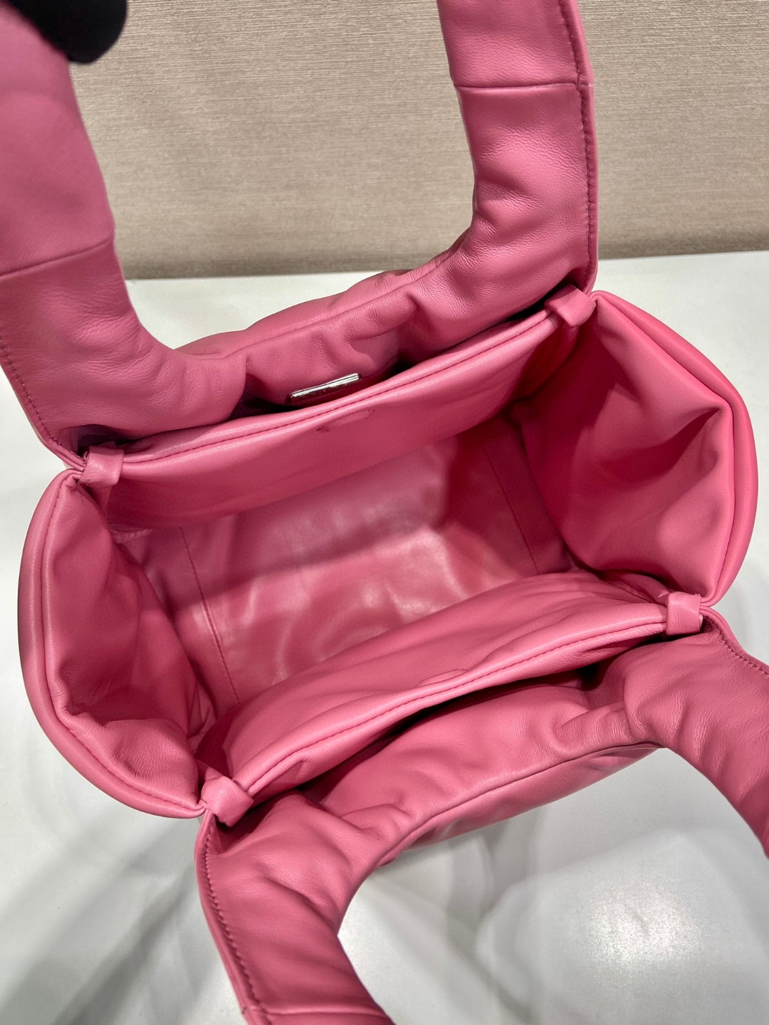 Bagsaaa Pra*a padded Pra*a Soft nappa-leather pink bag - 30*26*17cm