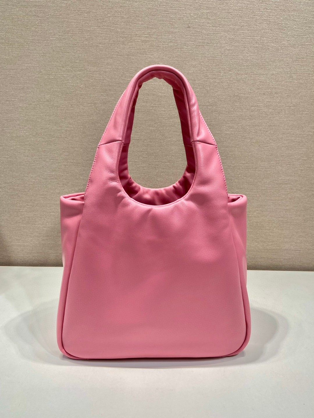 Bagsaaa Pra*a padded Pra*a Soft nappa-leather pink bag - 30*26*17cm