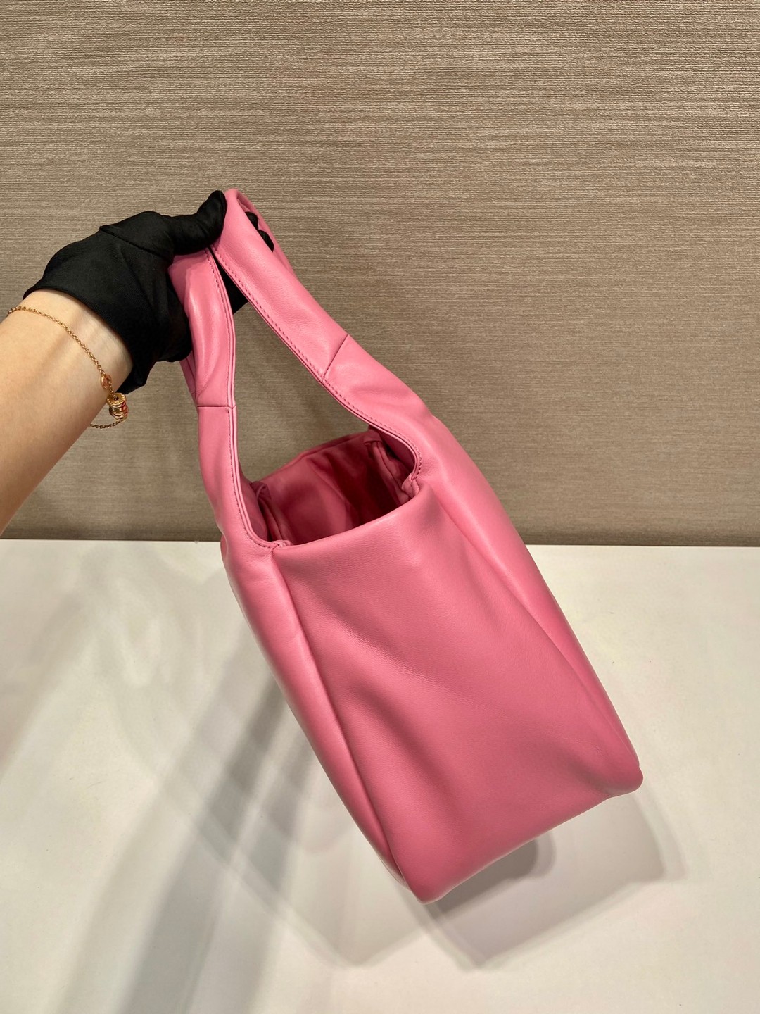 Bagsaaa Pra*a padded Pra*a Soft nappa-leather pink bag - 30*26*17cm