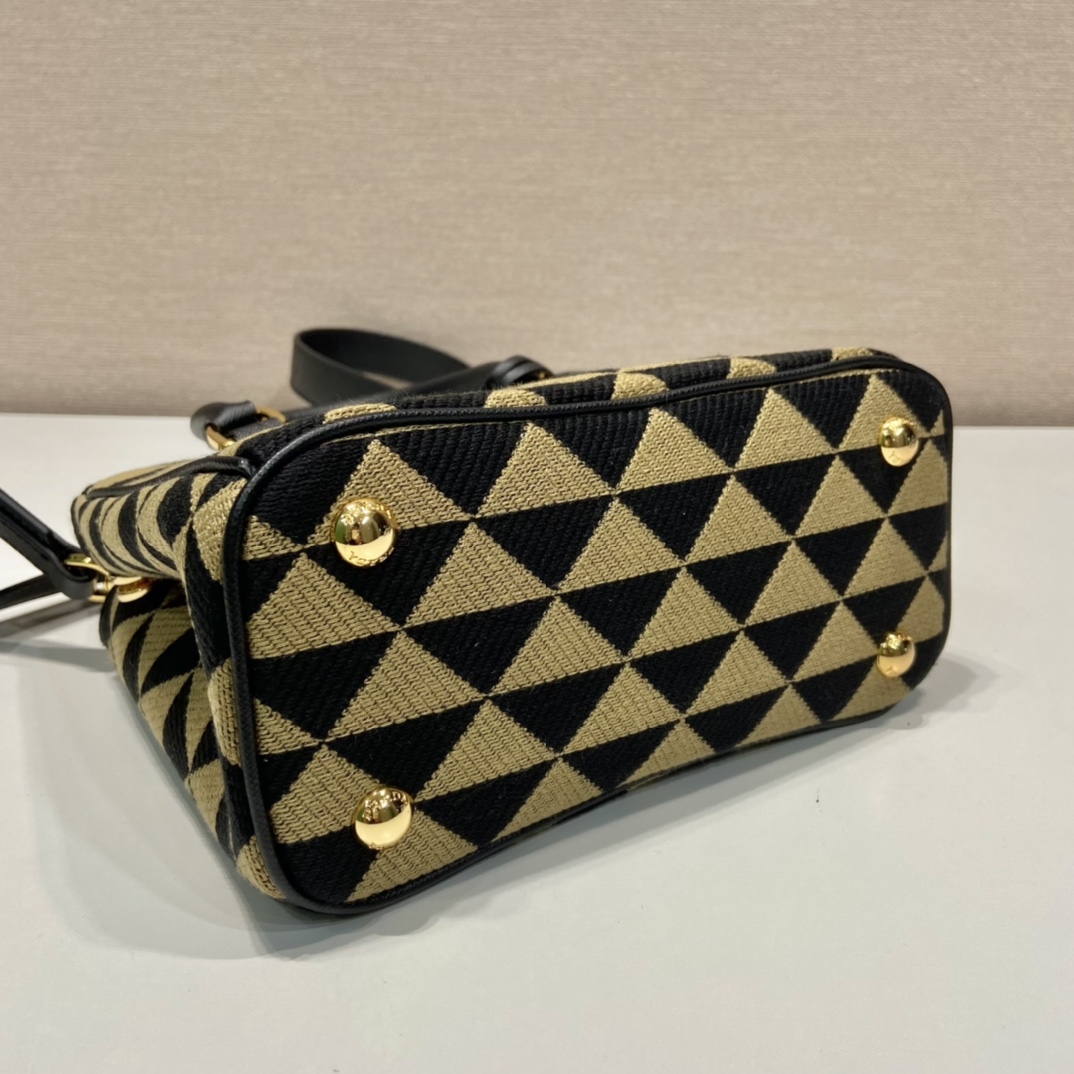 Bagsaaa Pra*a Symbole embroidered fabric mini black bag - 20x15x9.5cm
