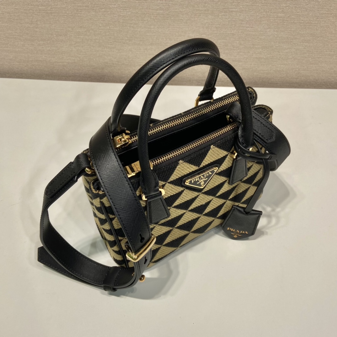 Bagsaaa Pra*a Symbole embroidered fabric mini black bag - 20x15x9.5cm