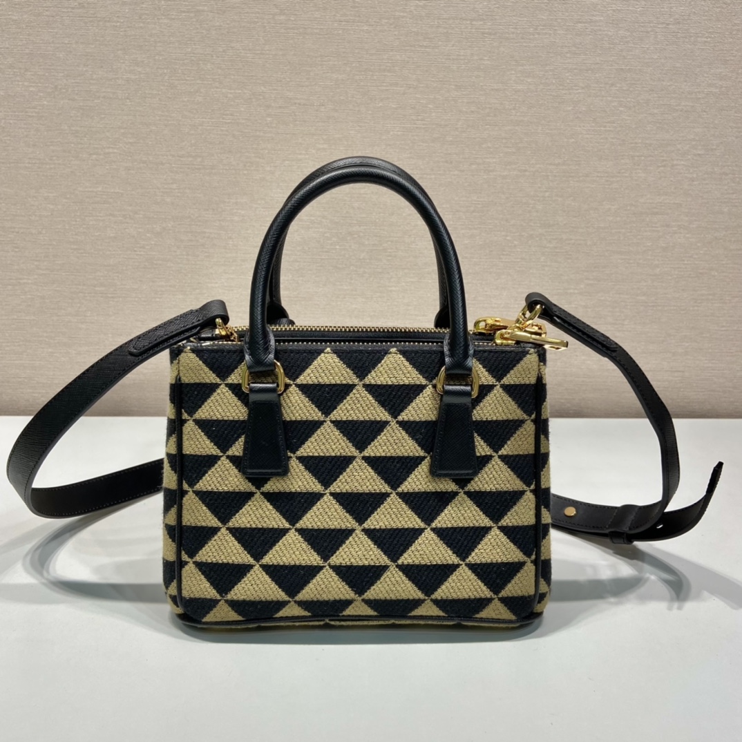 Bagsaaa Pra*a Symbole embroidered fabric mini black bag - 20x15x9.5cm