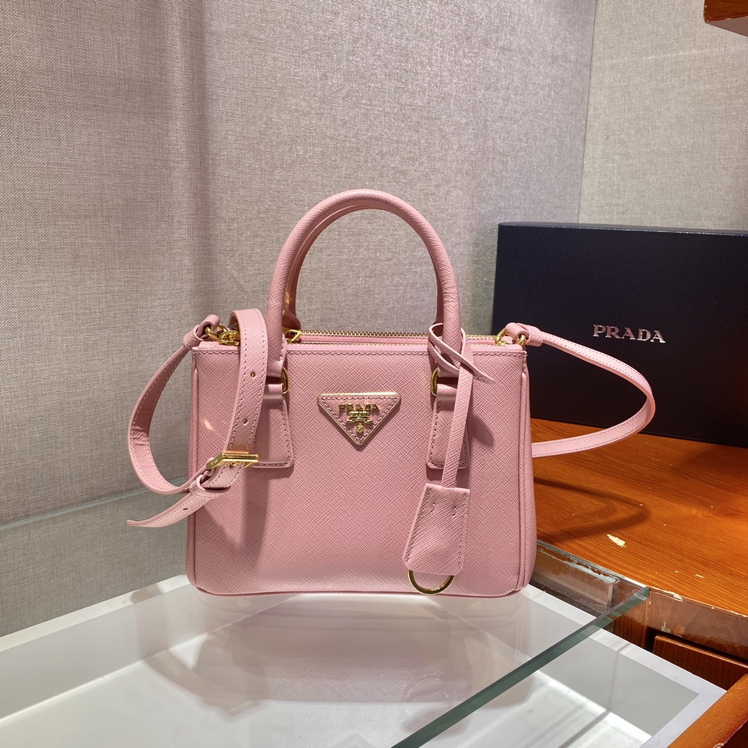 Bagsaaa Pra*a Galleria Saffiano leather pink mini-bag - 20x15x9.5cm