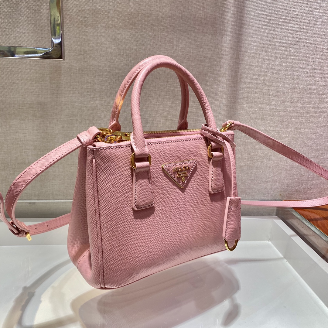 Bagsaaa Pra*a Galleria Saffiano leather pink mini-bag - 20x15x9.5cm