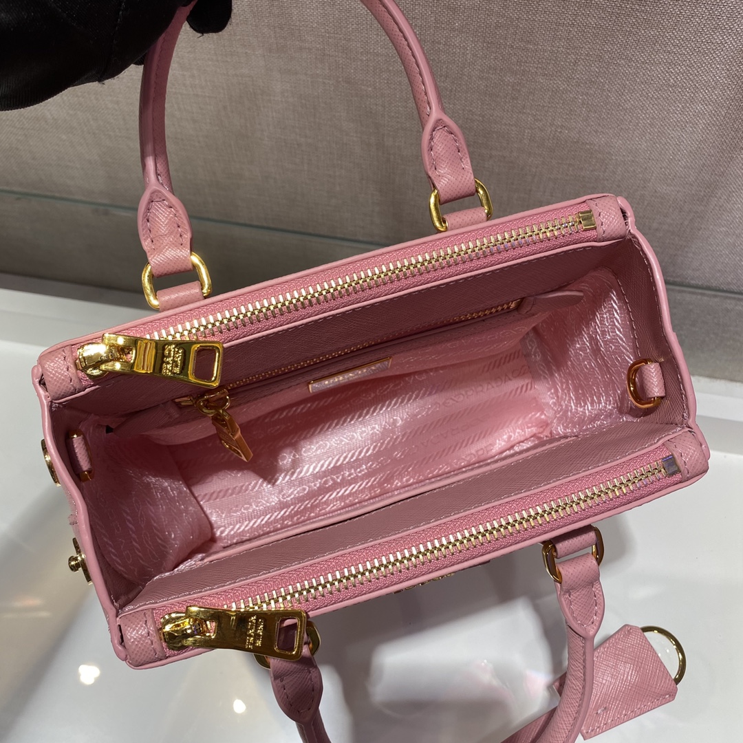 Bagsaaa Pra*a Galleria Saffiano leather pink mini-bag - 20x15x9.5cm