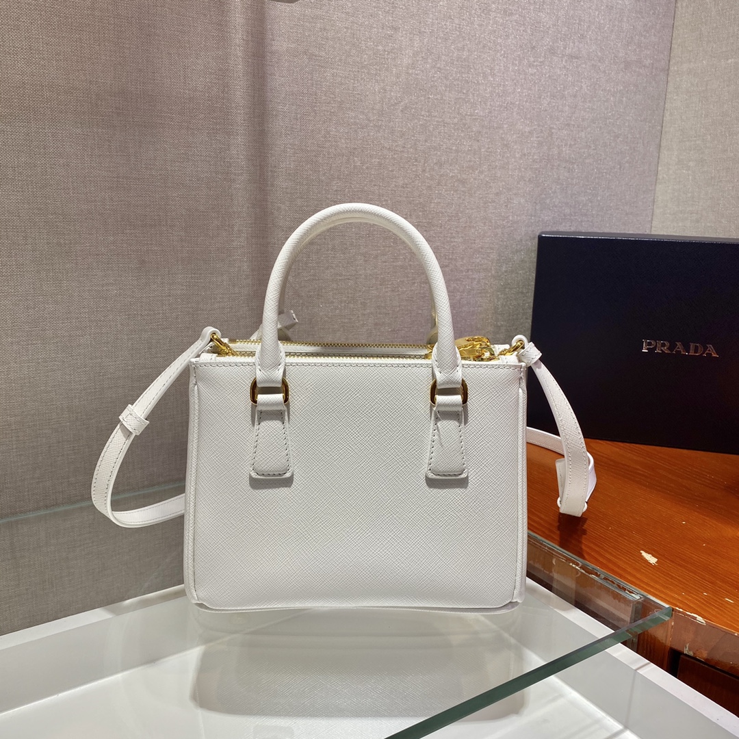 Bagsaaa Pra*a Galleria Saffiano leather white mini-bag - 20x15x9.5cm