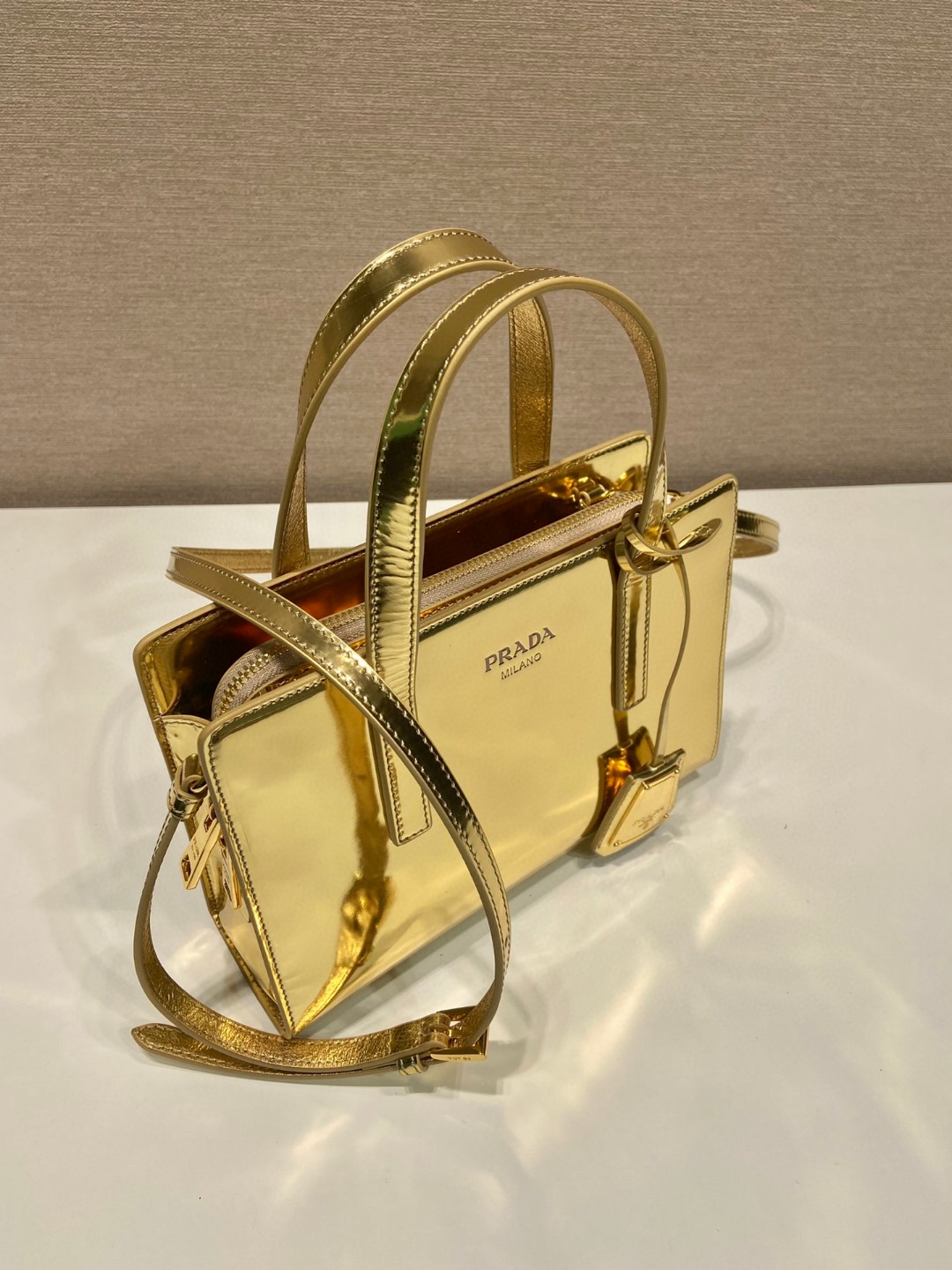 Bagsaaa Pra*a Re-Edition 1995 brushed-leather mini handbag - 22*15*6.5cm